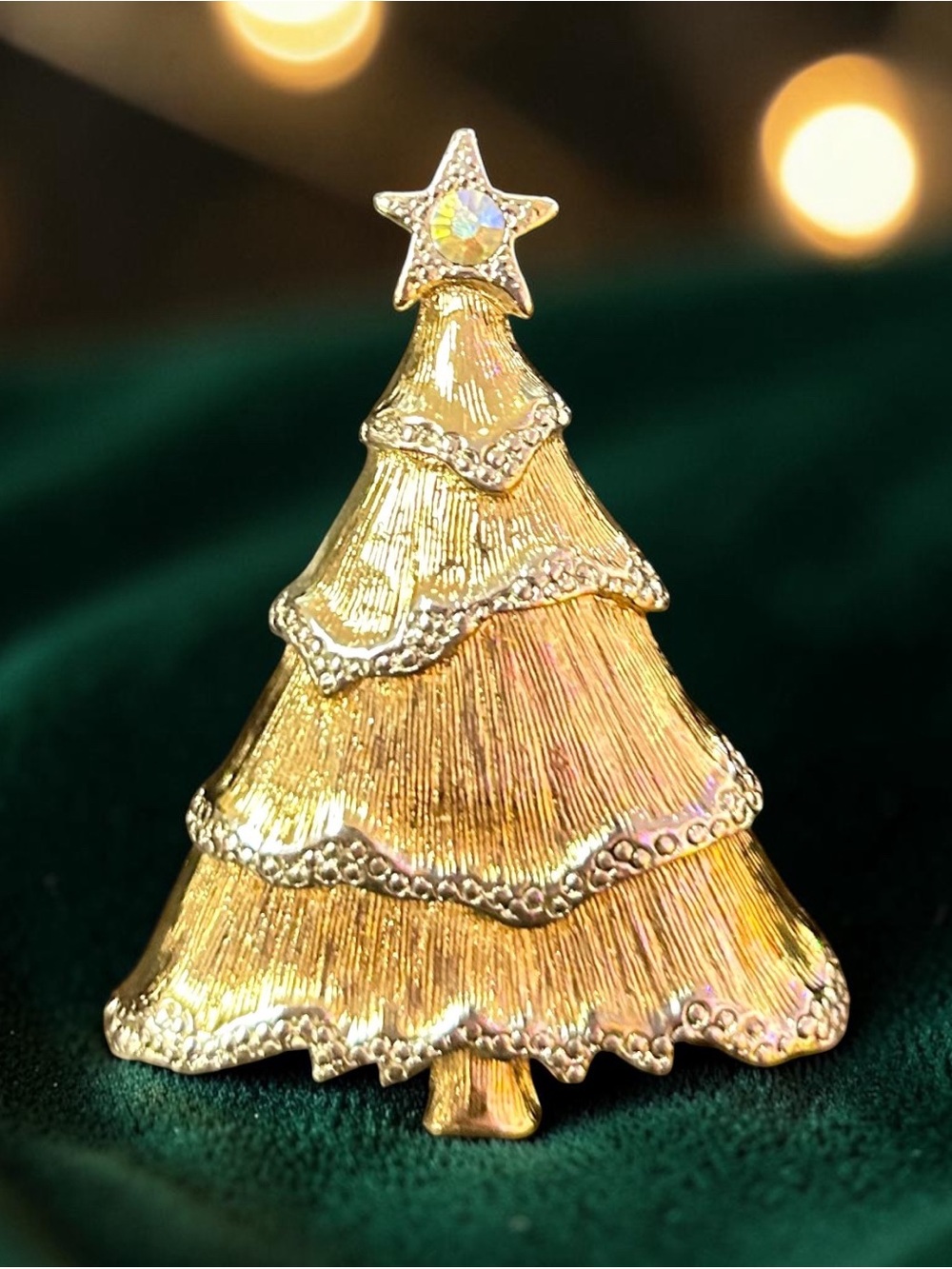 Vintage Liz Claiborne Christmas Tree Brooch 1990s